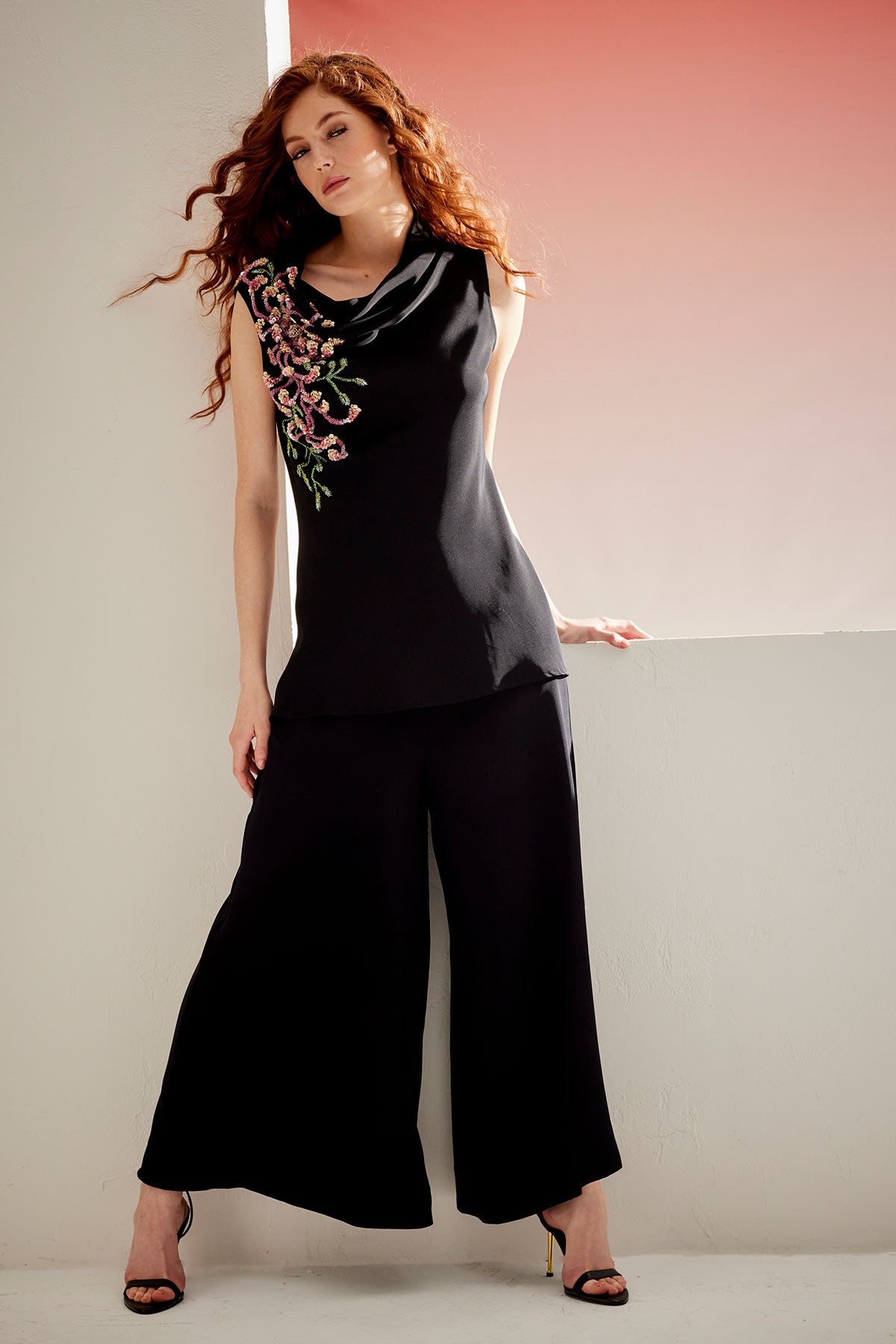 Natori Buy Couture Silk Dupioni Palazzo Pants in Black Online