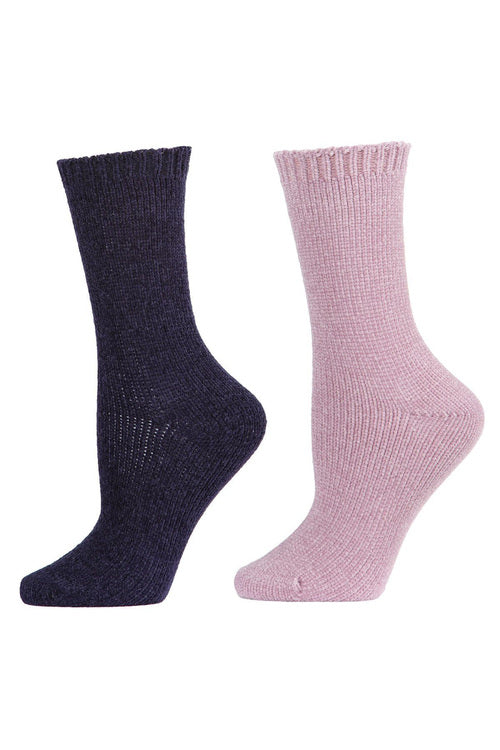 Natori Buy Chenille Solid Crew Socks - 2 Pair Pack in Lavender/Navy Online