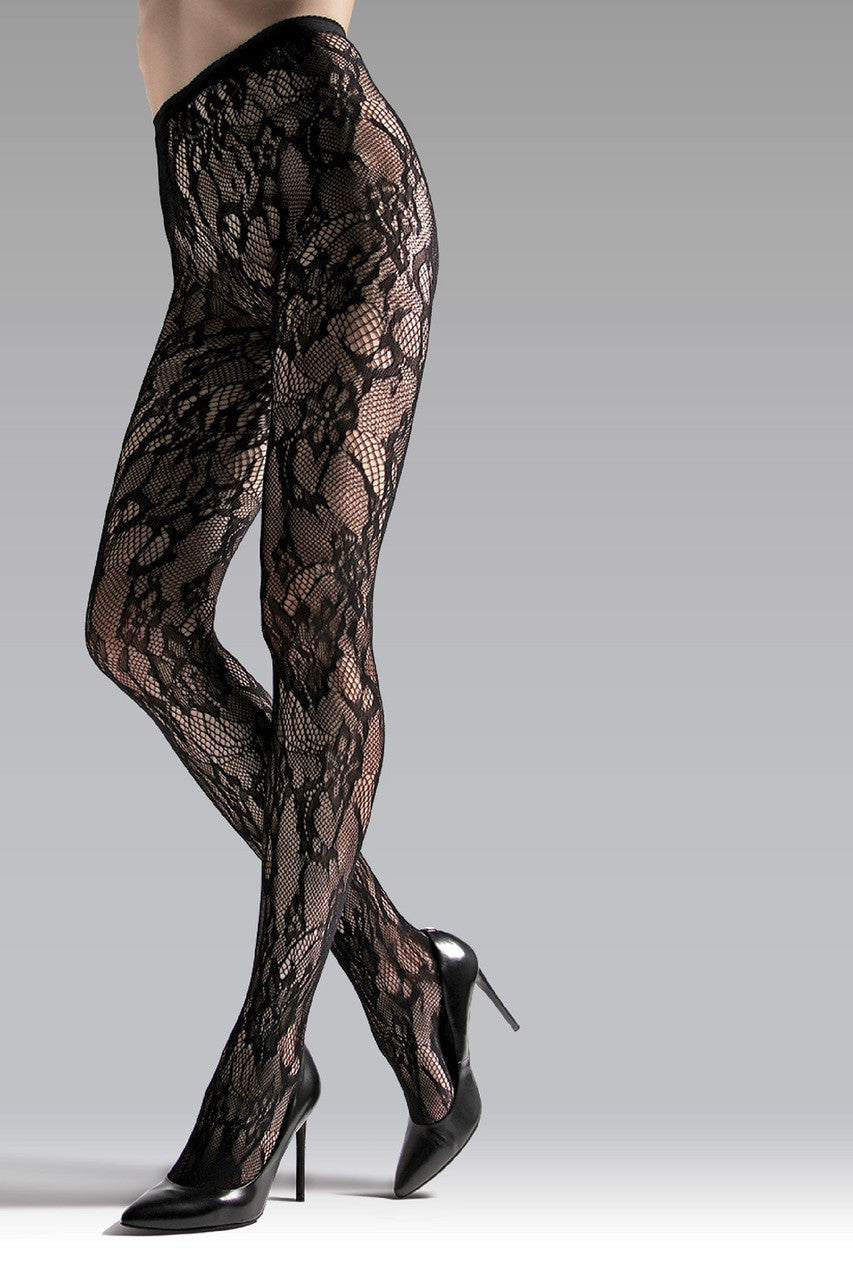 Natori Buy Lace Cut-Out Net Tights in Black Online
