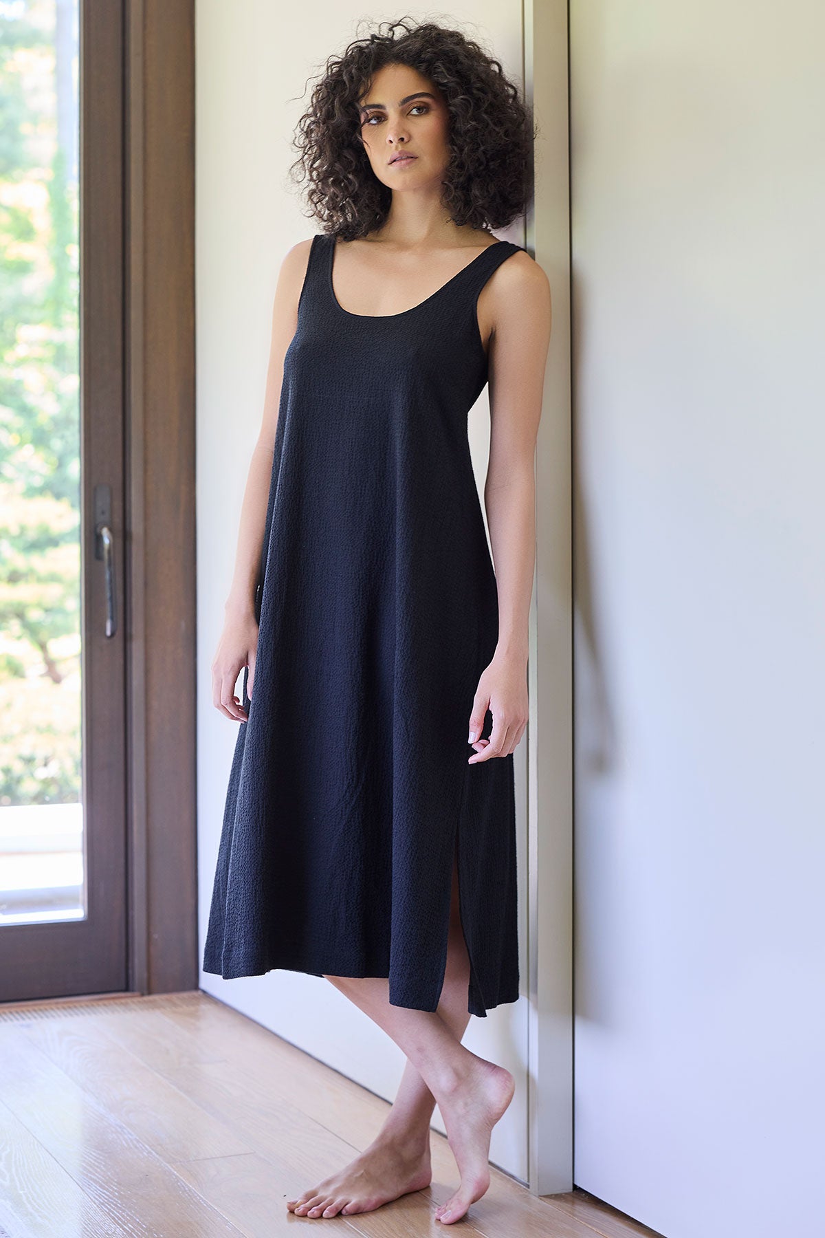Natori Buy Onsen Cotton Tank Slip Dress in Black Online