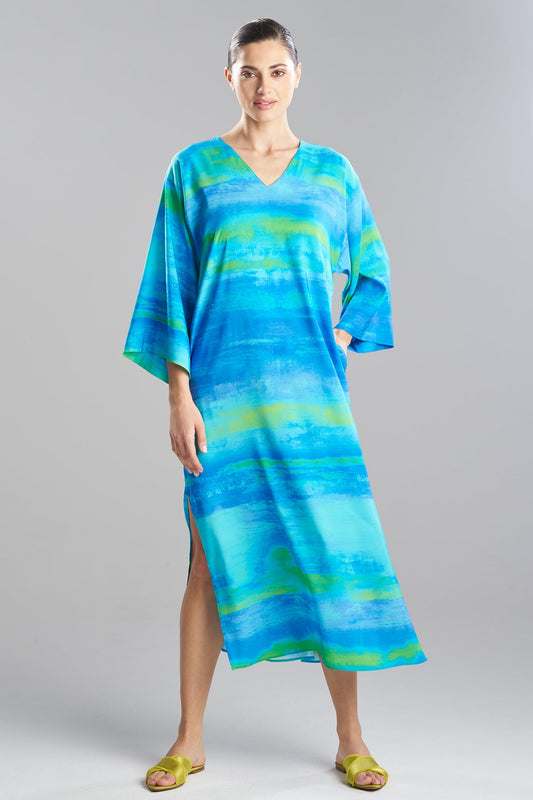 Natori Aurora Printed Satin Slim Caftan