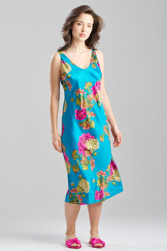 Natori Crysanthe Printed Satin Slip Dress