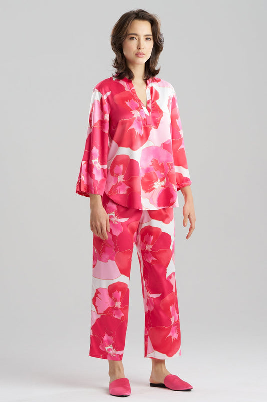 Natori Floria Printed Satin Mandarin PJ Set