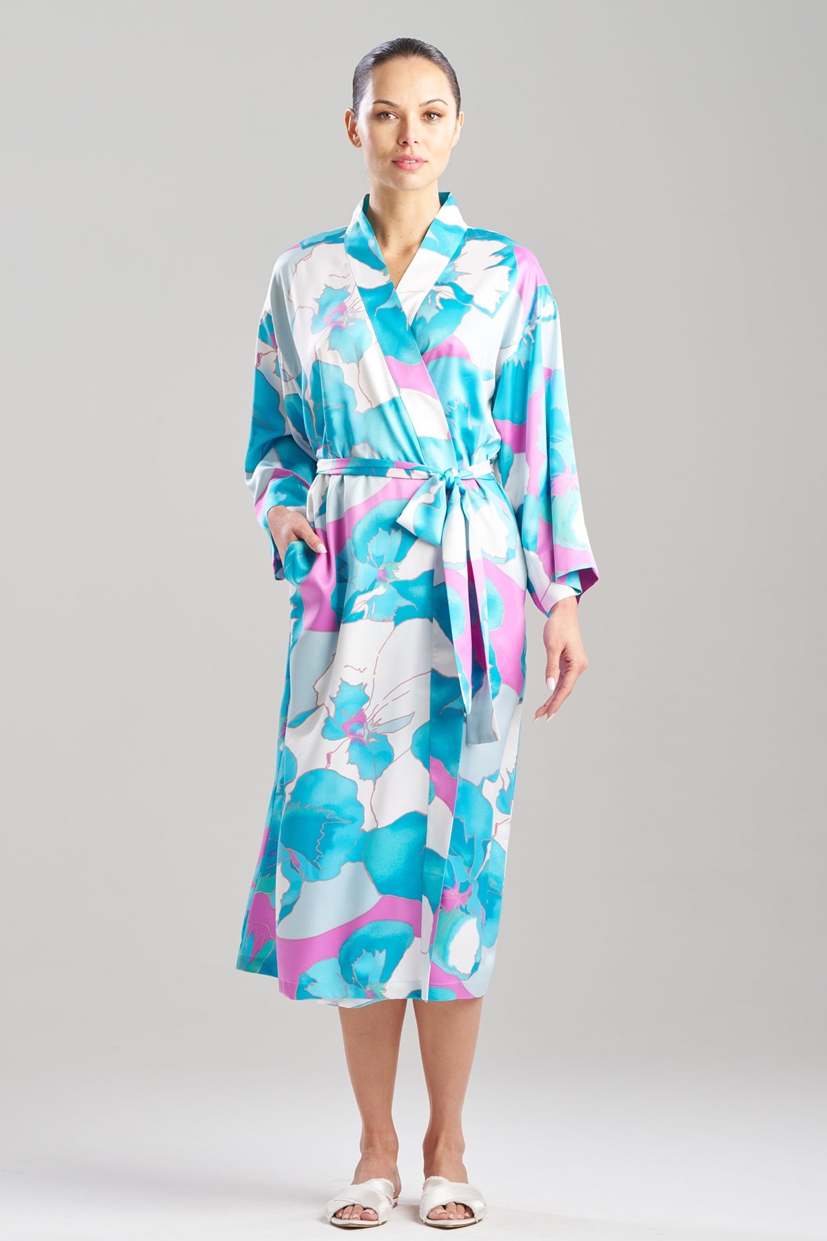 Natori Floria Printed Satin Robe