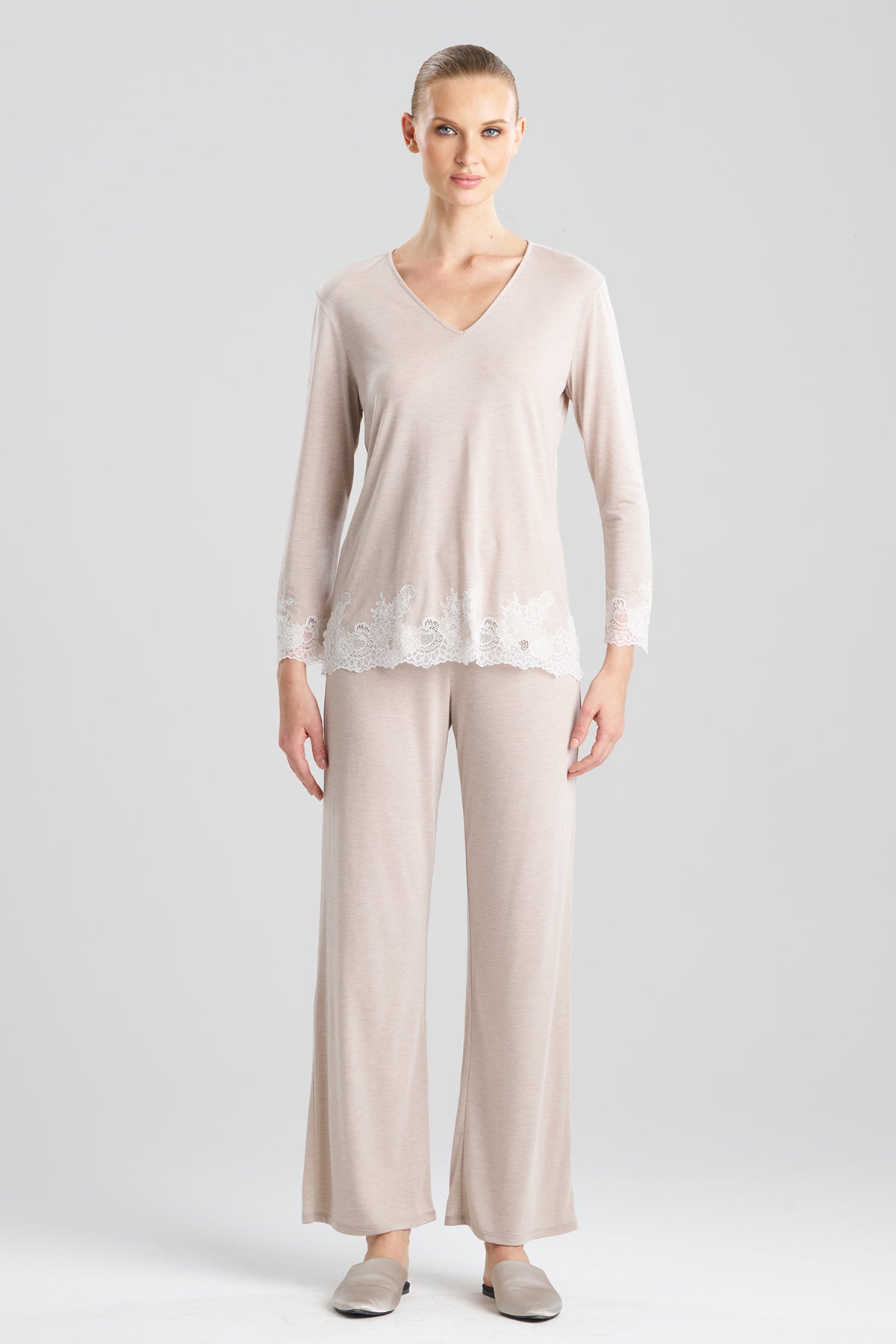 Natori Buy Luxe Shangri-La TENCEL™ Long Sleeve PJ in Heather Cashmere Online