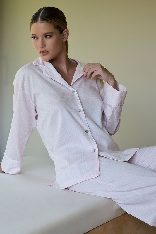 Natori Buy Infinity Cotton Sateen Notch PJ in Blush Pink Online