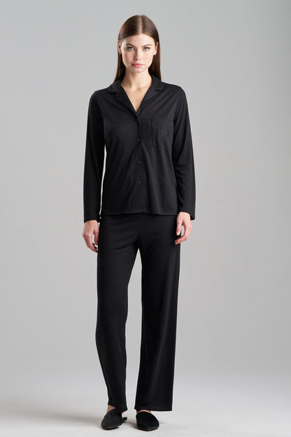 Natori Buy Shangri-La Embroidered Notch PJ in Black Online