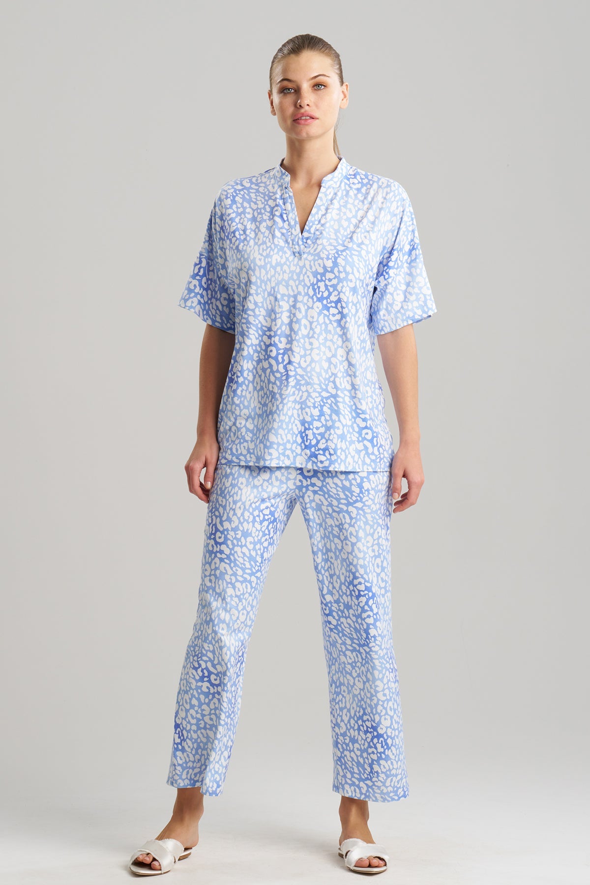 Natori Buy Misty Leopard Cozy Knit PJ in Blue Orchid Online