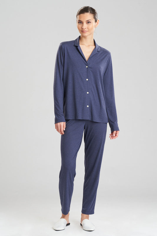 Natori Buy Shangri-La TENCEL™ Long Sleeve Notch PJ in Heather Night Blue Online