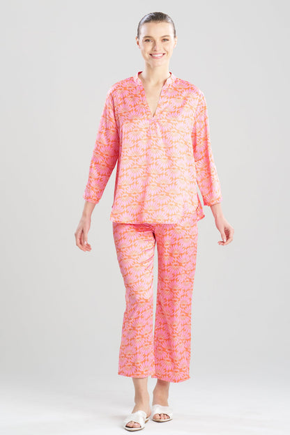 Natori Rhythm Printed Satin Mandarin PJ