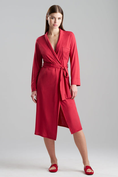 Natori Buy Shangri-La Embroidered Robe in Crimson Red Online