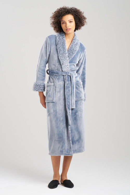 Natori Buy Plush Lynx Robe in Blue Granite Online