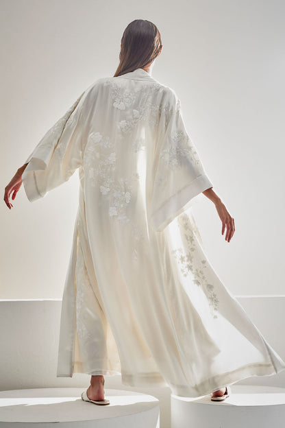 Natori Couture Sakura Embroidered Silk Robe