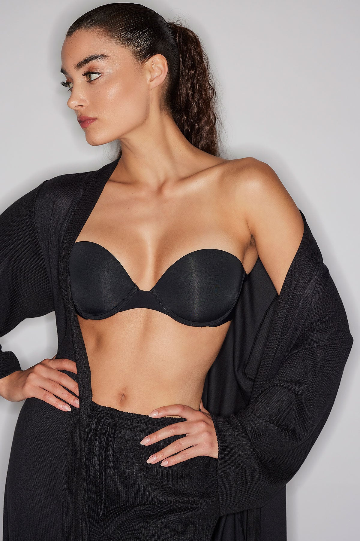 Natori Buy Eden Rib Knit Dream Robe in Black Online