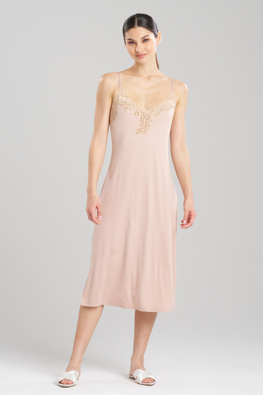 Natori Buy Feathers Essentials Lenzing™ Ecovero™ Viscose Lace Slip Dress in Café Online