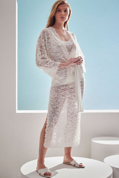 Natori Peony Allover Lace Slip Dress