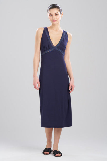 Natori Buy Feathers Essentials Lenzing™ Ecovero™ Viscose Lace Applique Slip Dress in Night Blue Online