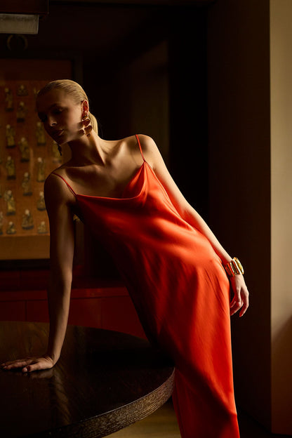 Natori Key Cowl Neck Silk Slip Dress