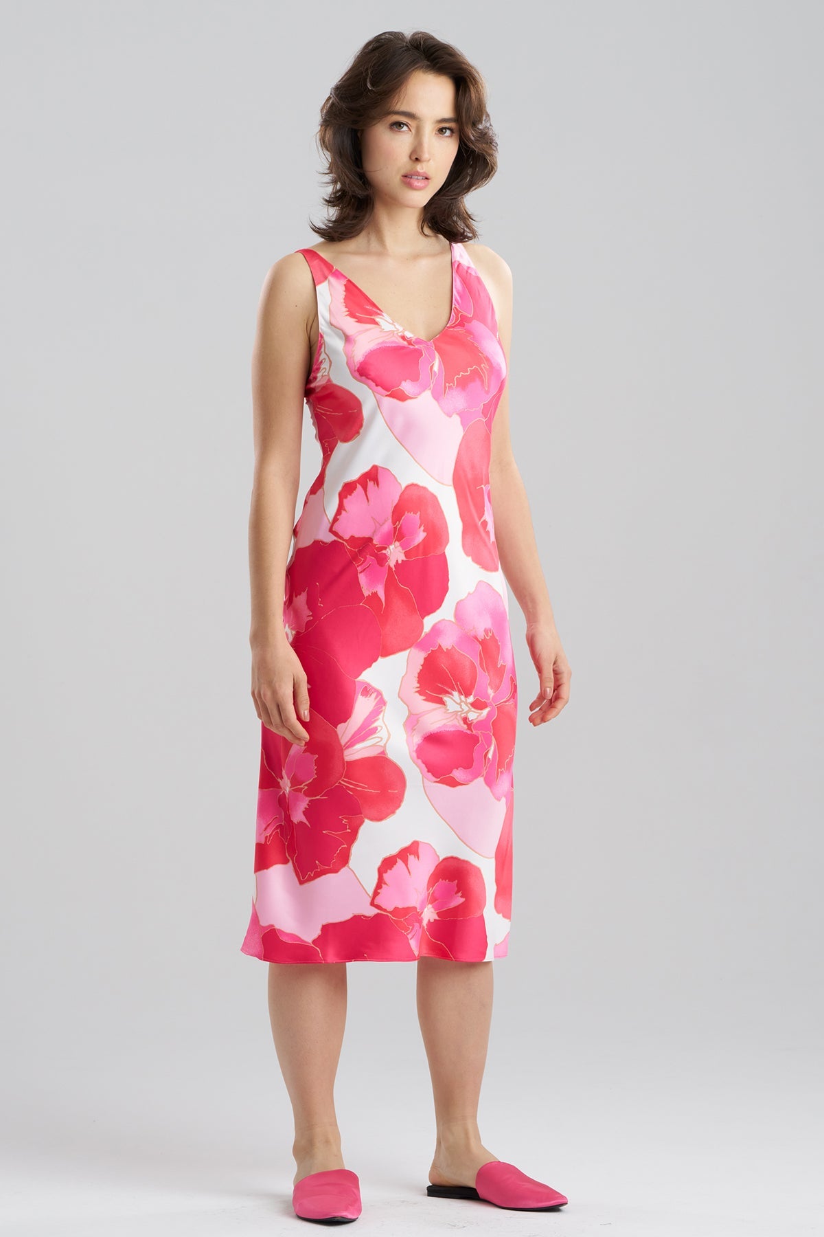 Natori Floria Printed Satin Slip Dress