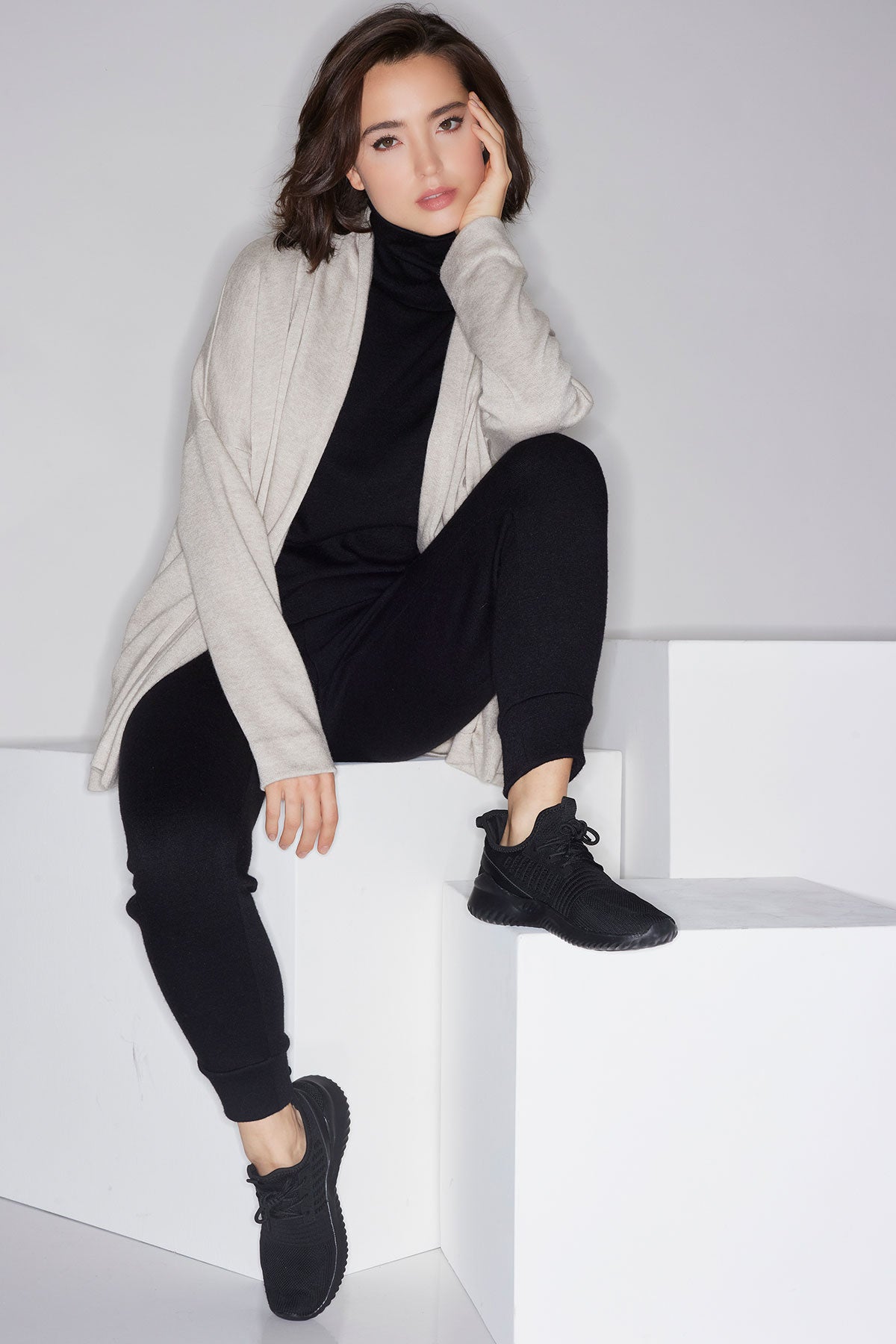 Natori Himalaya Sweater Knit Mock Neck Top