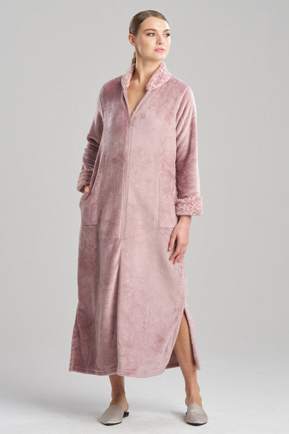 Natori Buy Plush Lynx Mandarin Zip Lounger in Nude Blush Online