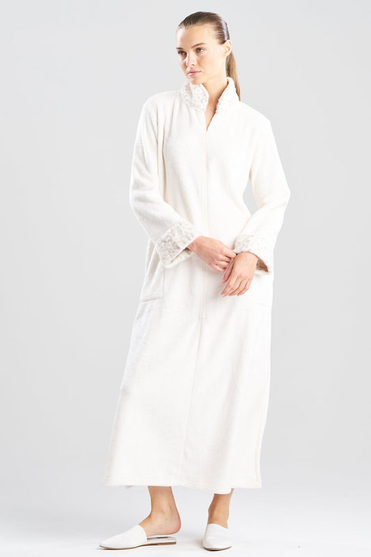 Natori Buy Plush Lynx Mandarin Zip Lounger in Zen White Online