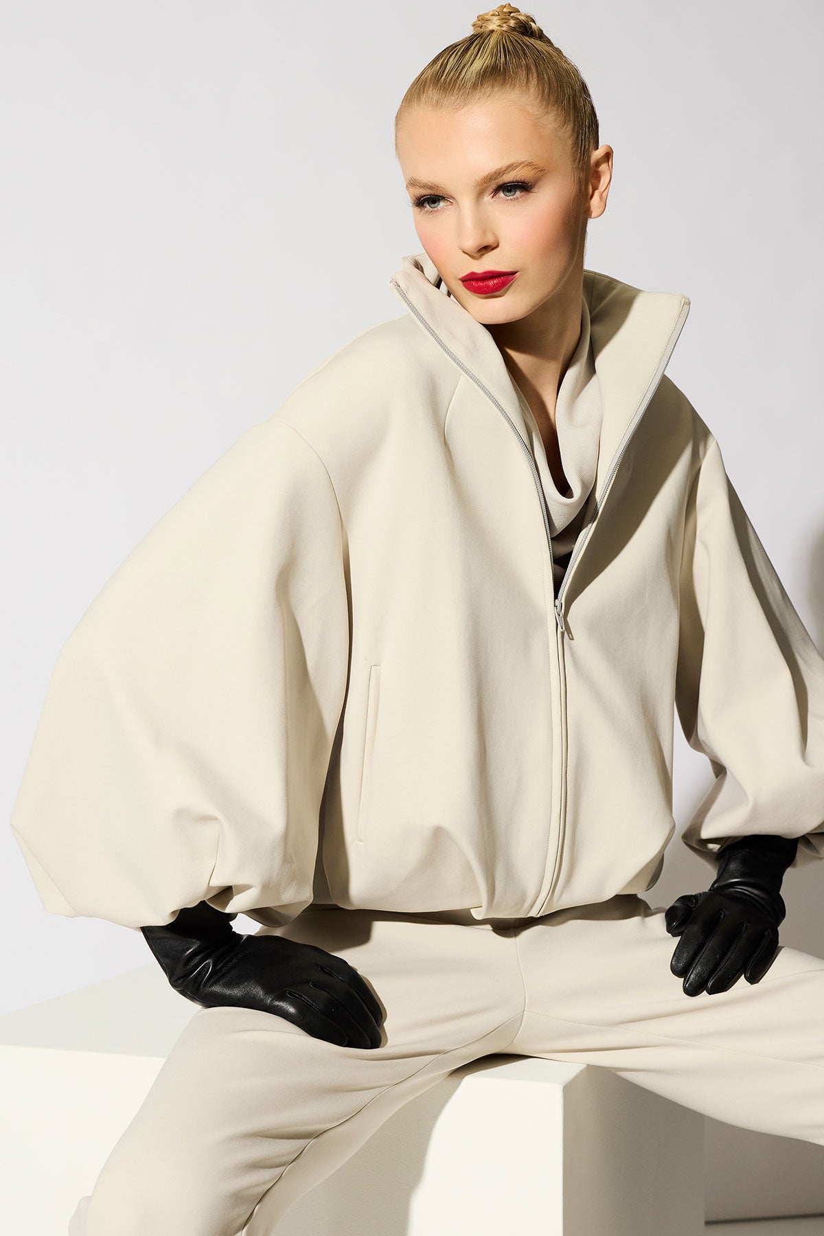 Natori Techno Crepe Bomber Jacket
