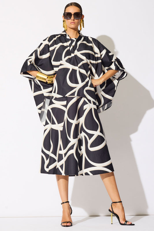 Natori Spiral Cotton Taffeta Oversized Caftan Top