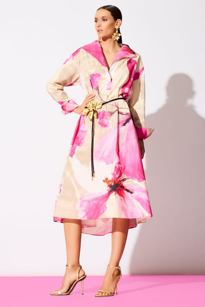 Natori Orchid Cotton Poplin Oversized Pull Over Shirtdress