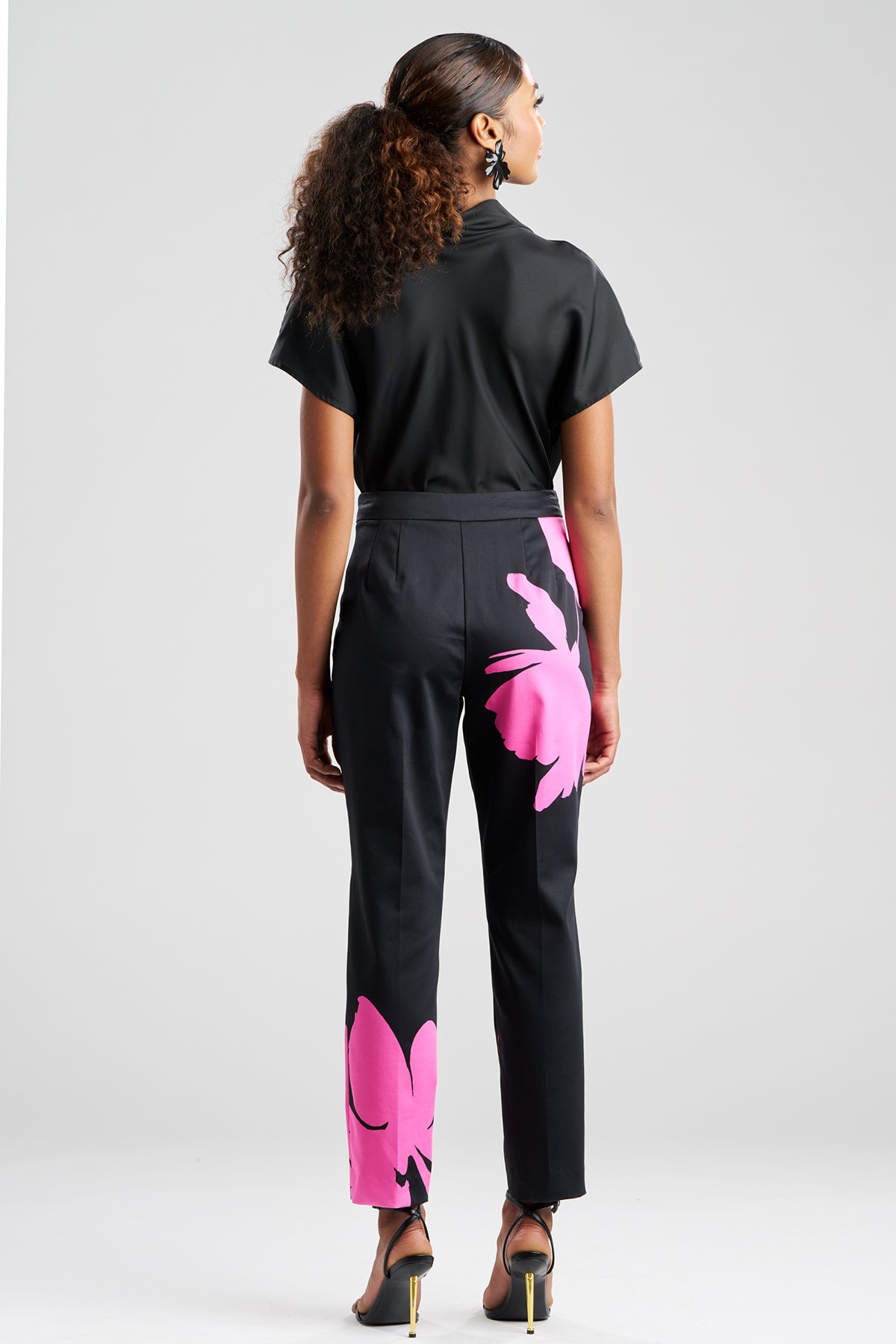 Natori Peony Cotton Chino Side Zip Pants