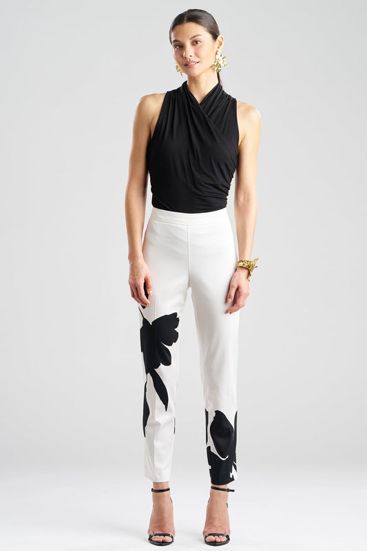 Natori Peony Cotton Chino Side Zip Pants