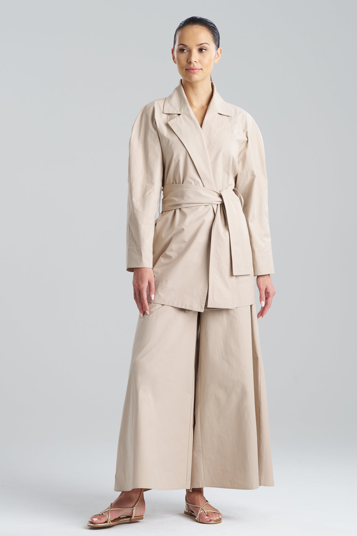 Natori Tech Cotton Taffeta Trench Coat