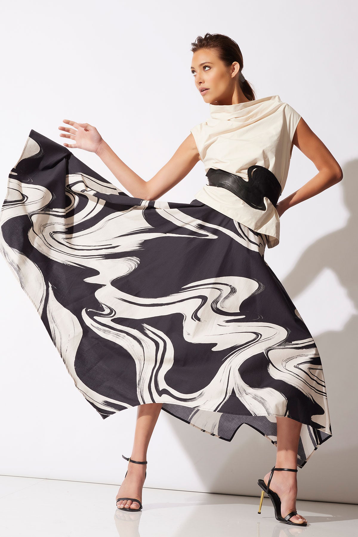 Natori Kaze Cotton Origami Maxi Skirt