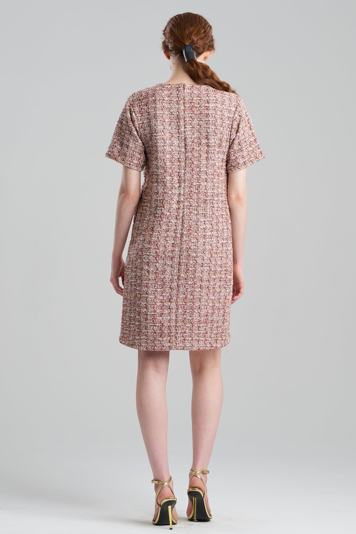 Natori Tweed Short Sleeve Shift Dress