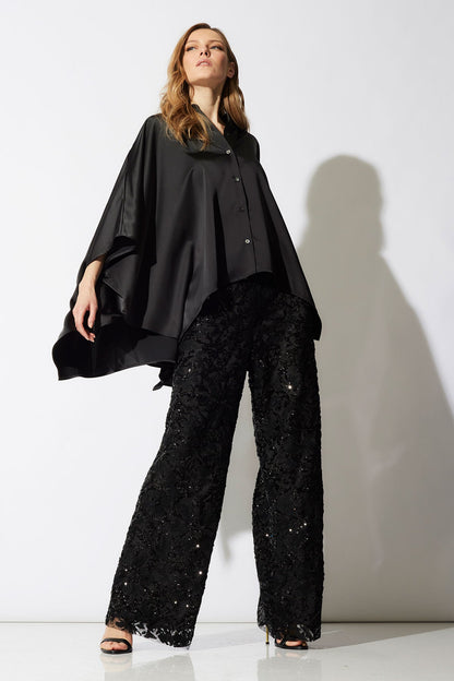 Natori Luxe Charmeuse Button Down Caftan Shirt