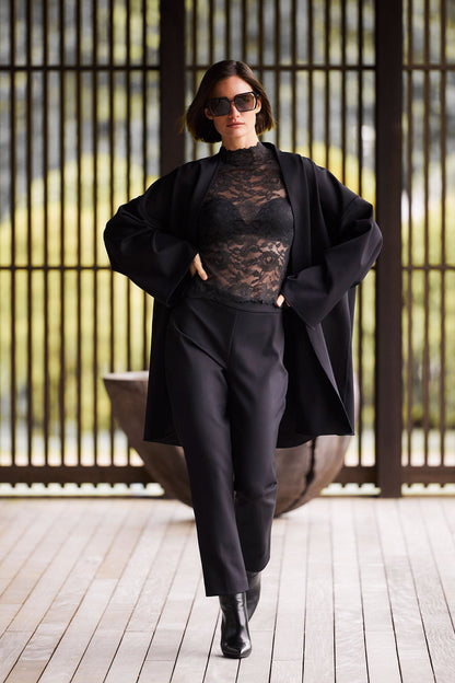 Natori Peony Allover Sheer Lace Top