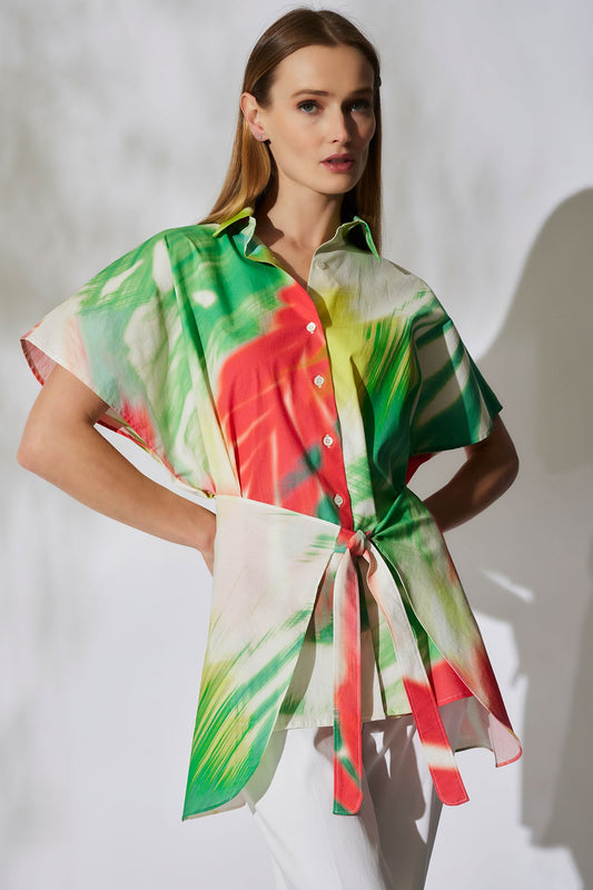 Natori Usami Cotton Kimono Wrap Shirt