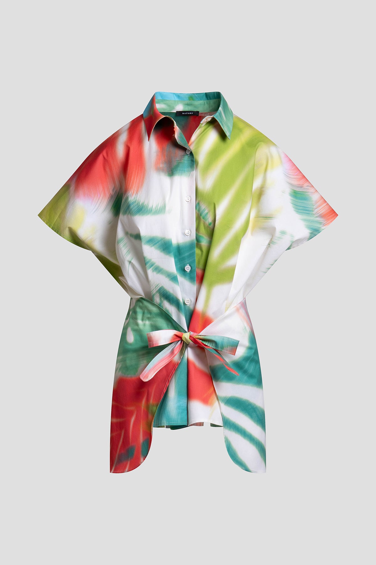 Natori Usami Cotton Kimono Wrap Shirt