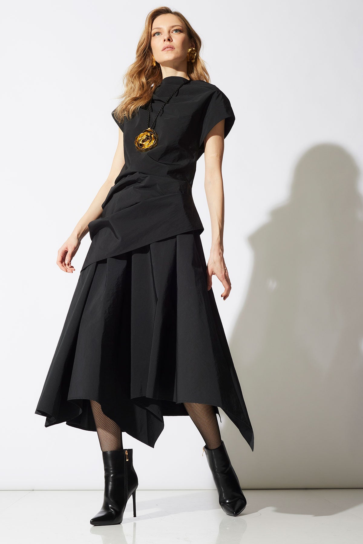 Natori Taffeta Asymmetric Drape Top