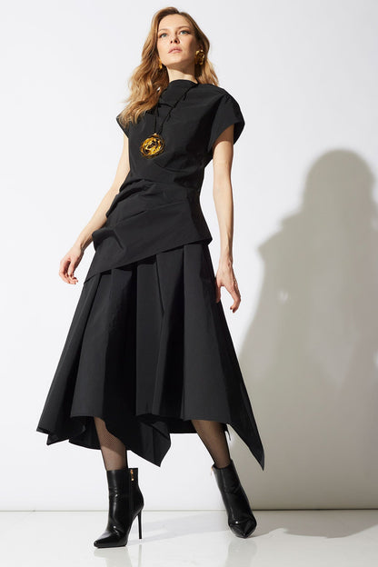 Natori Taffeta Asymmetric Drape Top