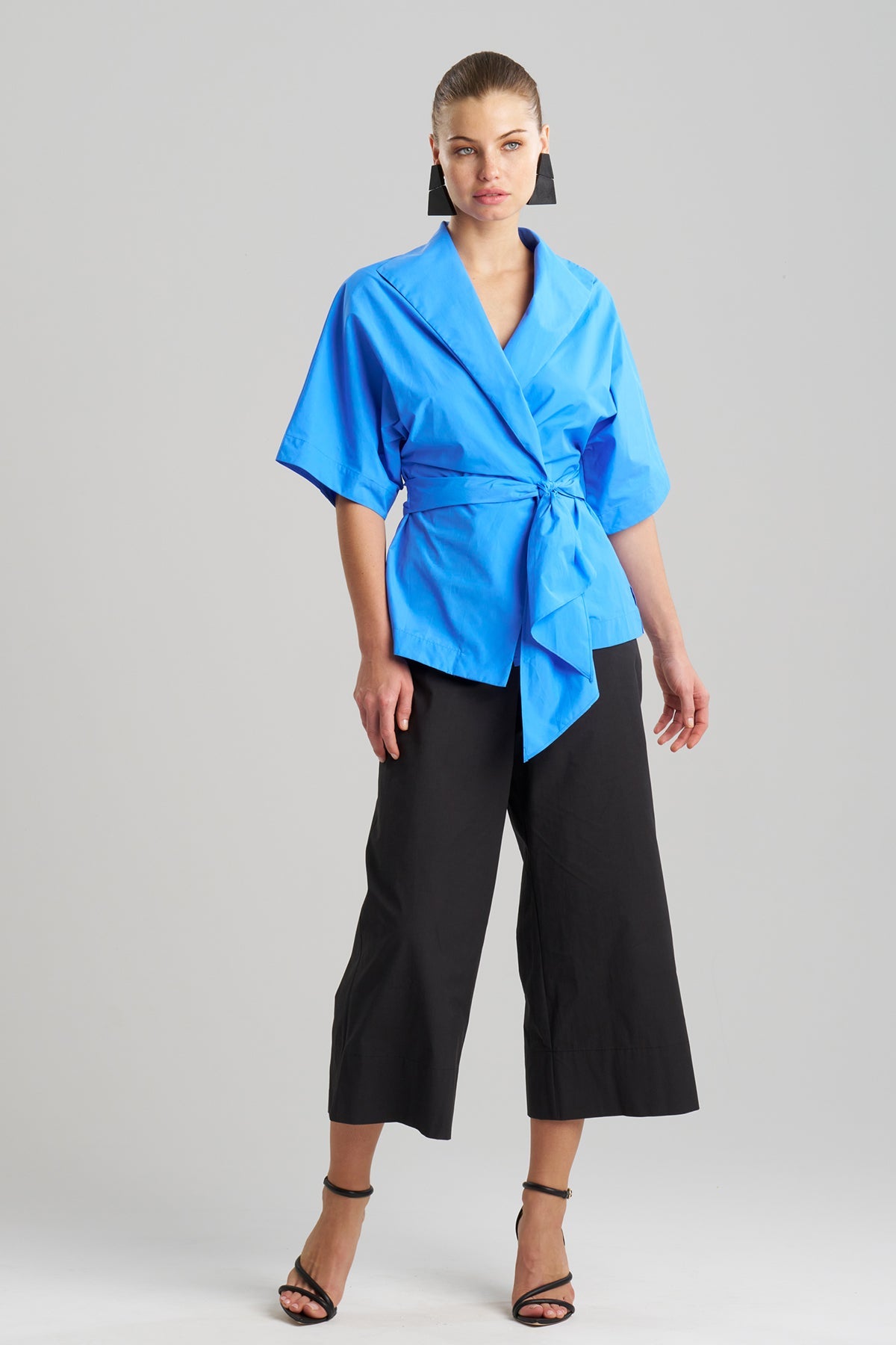 Natori Techno Poplin Wrap Top