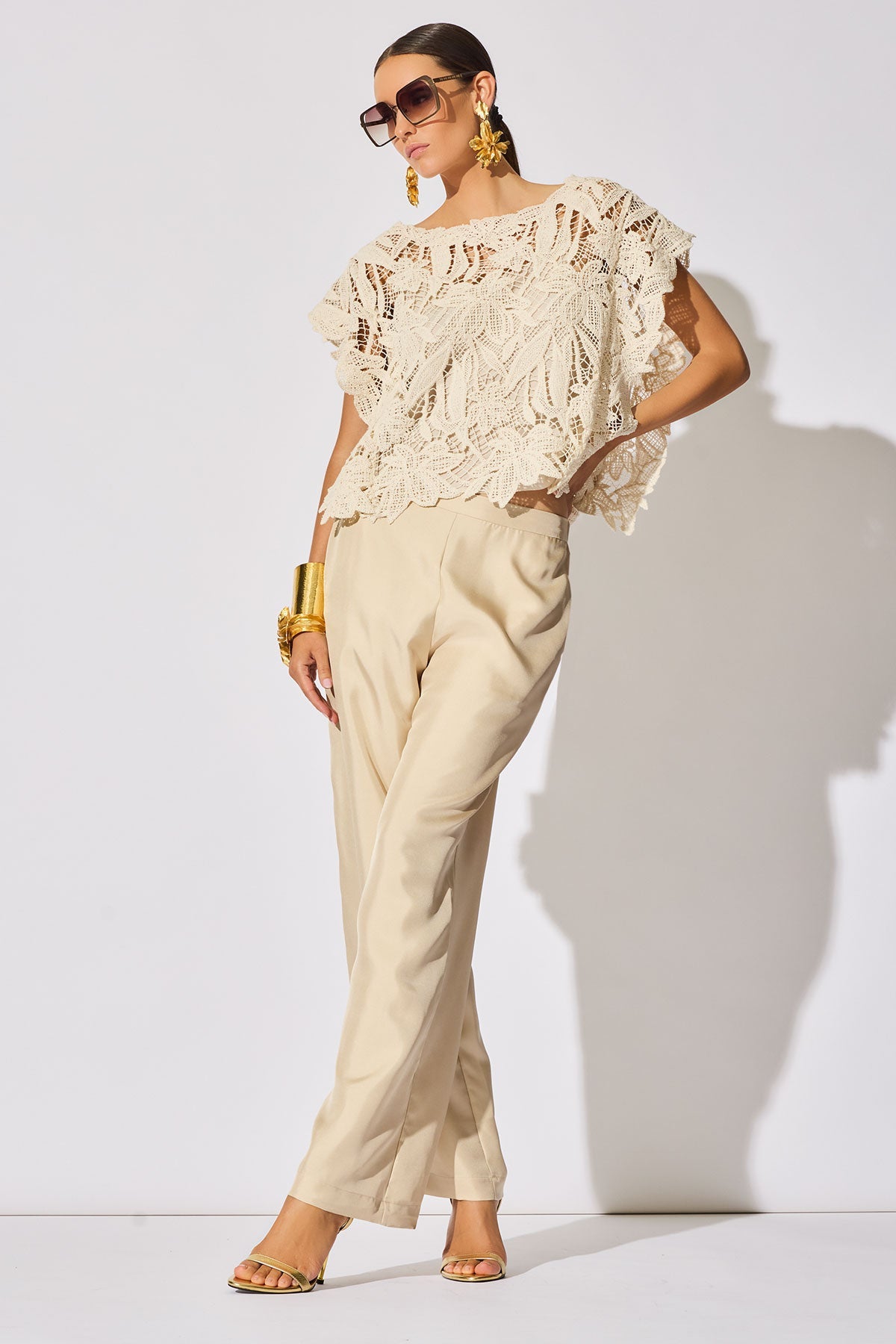 Natori Solid Silk Twill Pull On Straight Leg Pants