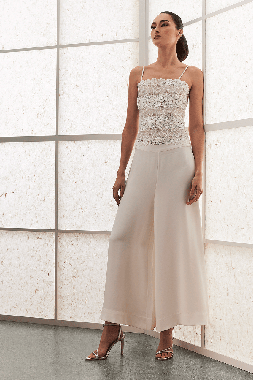 Natori Buy Couture Silk Crepe Palazzo Pants in Warm White Online