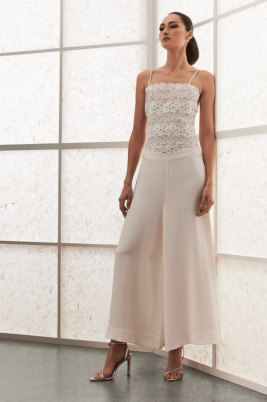 Natori Buy Couture Silk Crepe Palazzo Pants in Warm White Online