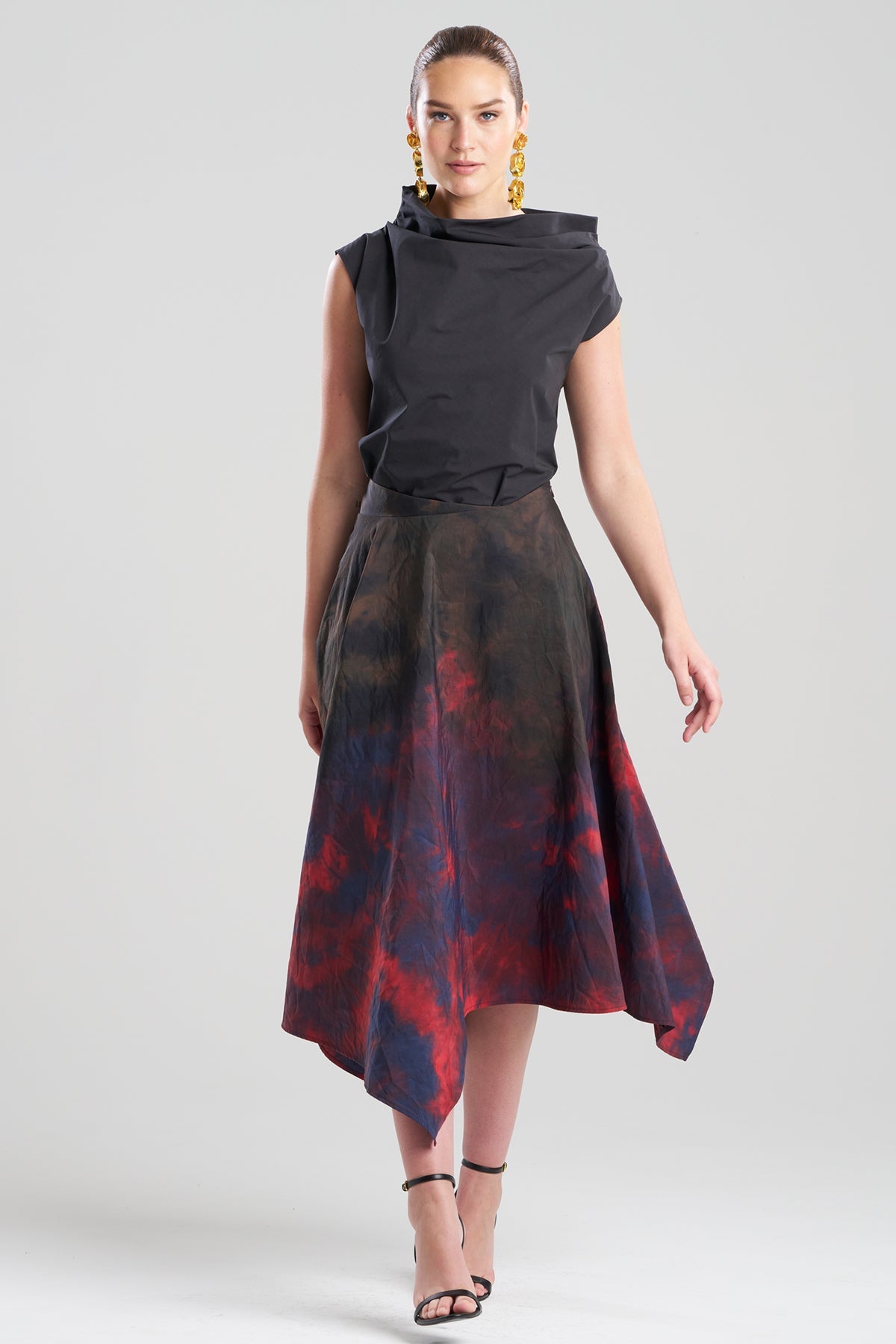 Natori Niji Tie Dye Taffeta Origami Maxi Skirt