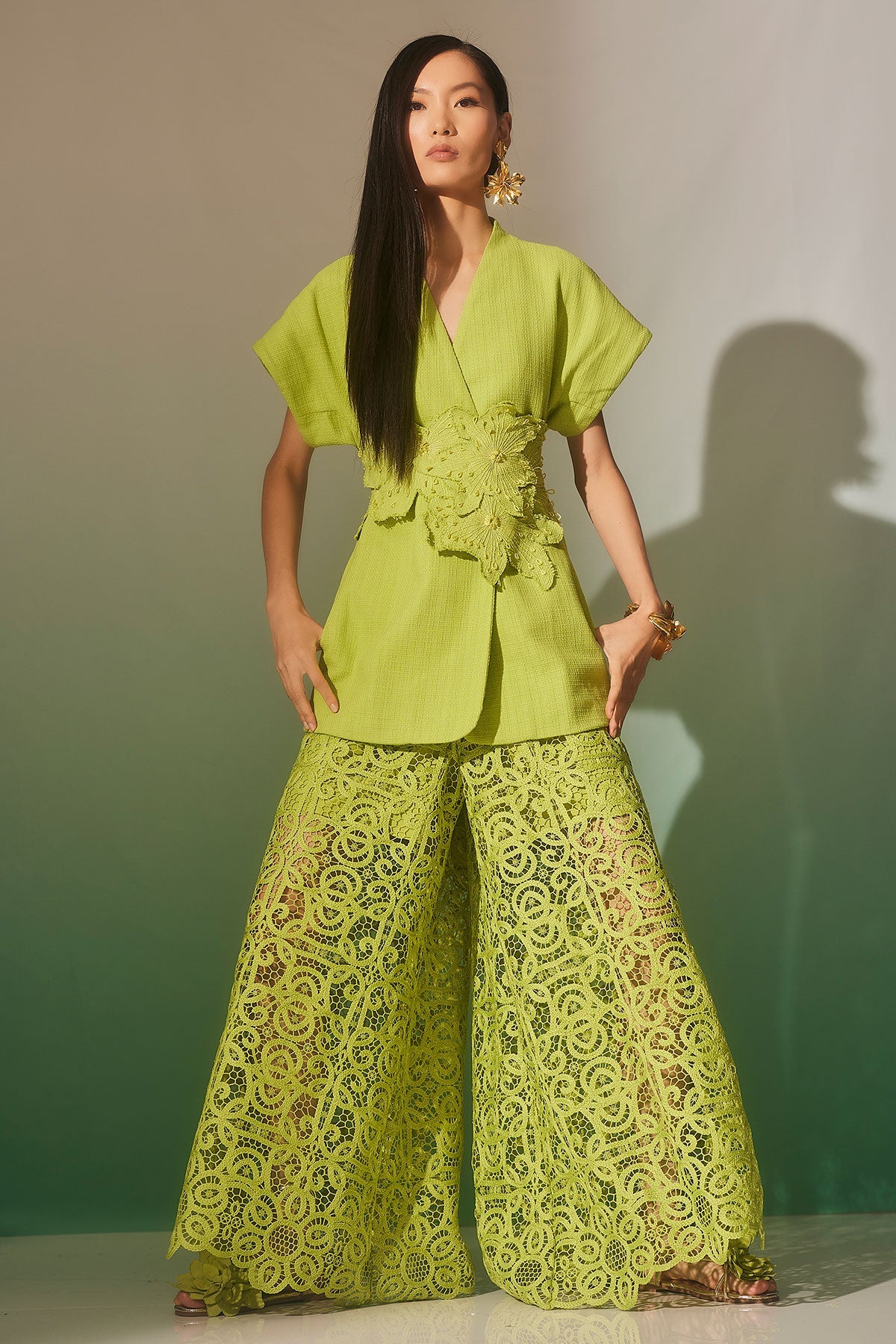 Natori Raffia Lace Palazzo Pants