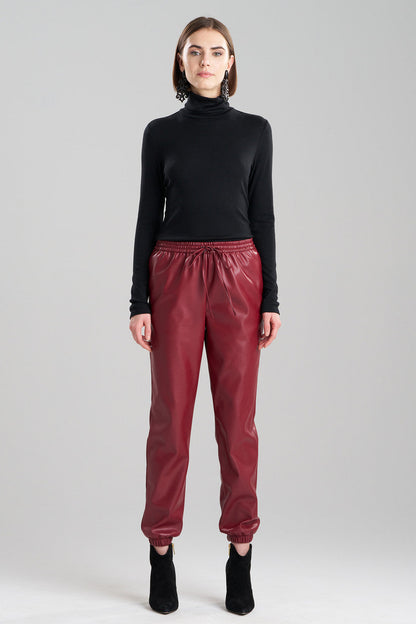 Natori Buy Vegan Luxe Lambskin Jogger Pants in Brick Online
