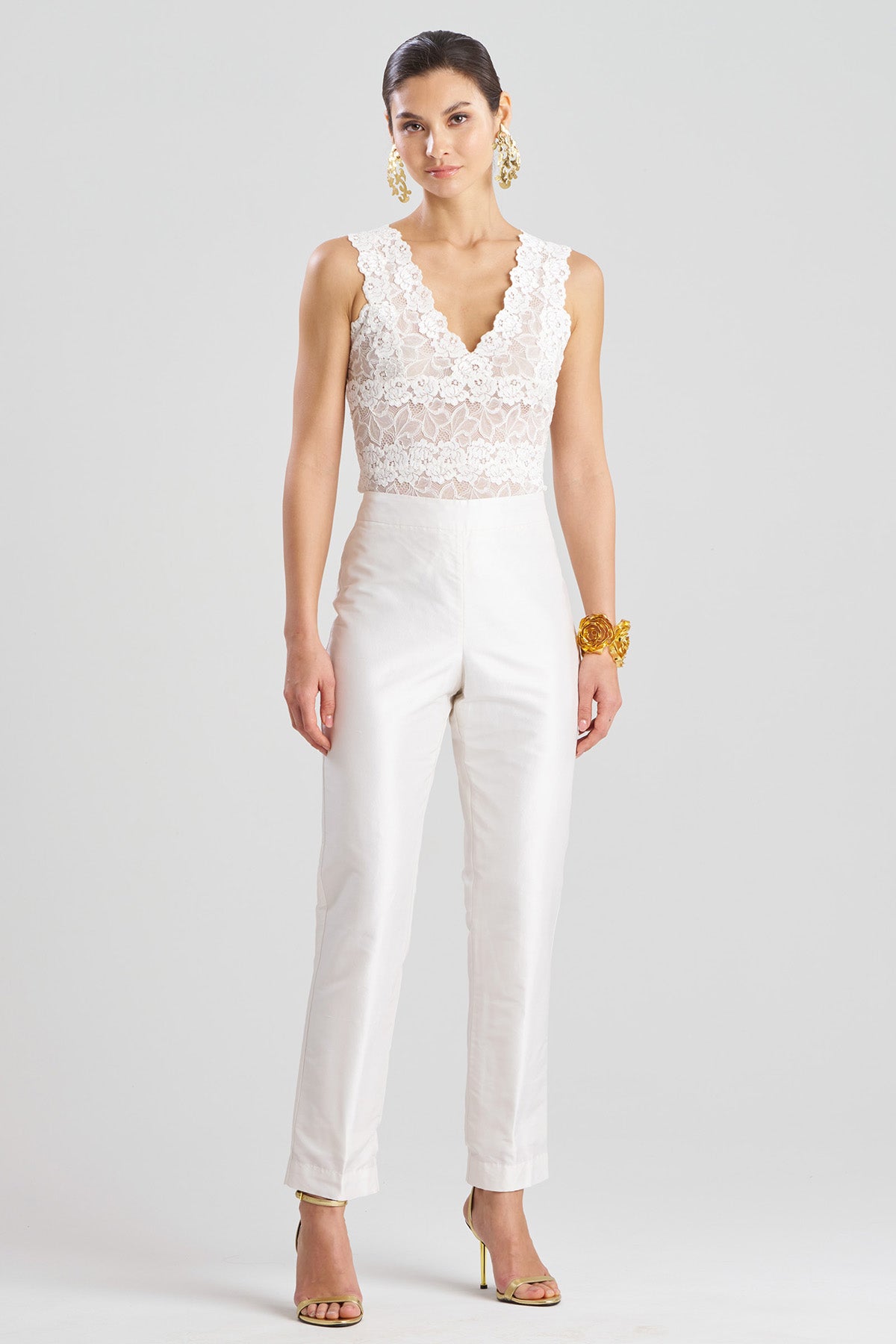 Natori Couture Silk Dupioni Slim Pants