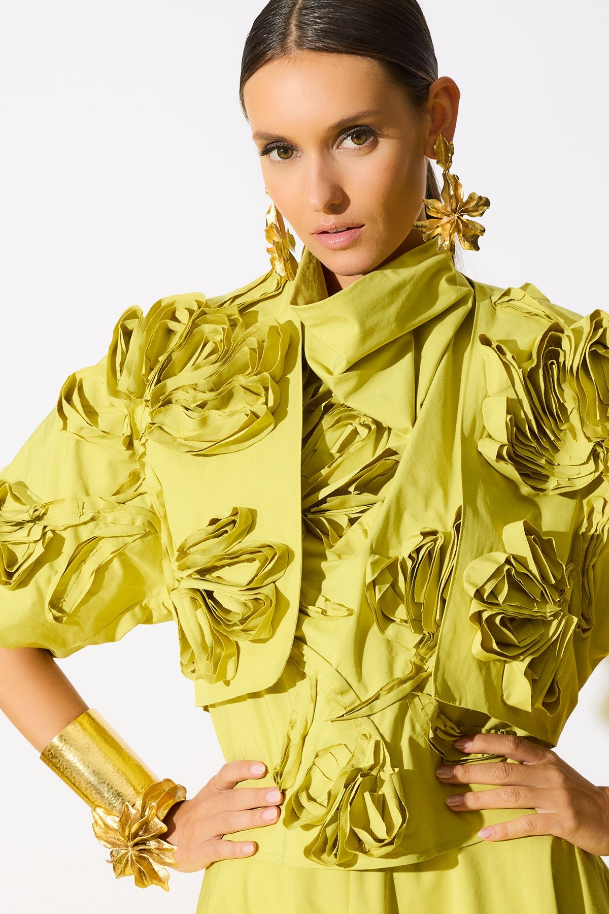 Natori Tech Cotton Taffeta 3D Embroidered Bolero