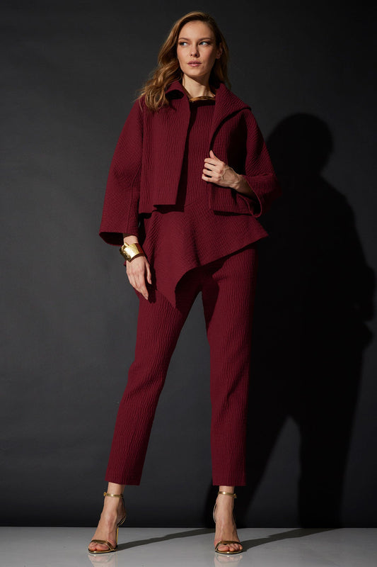 Natori Textured Cotton Jacquard Stand Collar Jacket